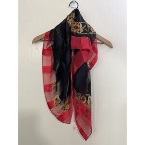 Maximalist Regal Silk Sheer Shawl Wrap Scarf Gold Chain Jewel Glam Goth Luxury